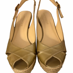 Latouche gold wedge peep toe shoe. Size 8.5